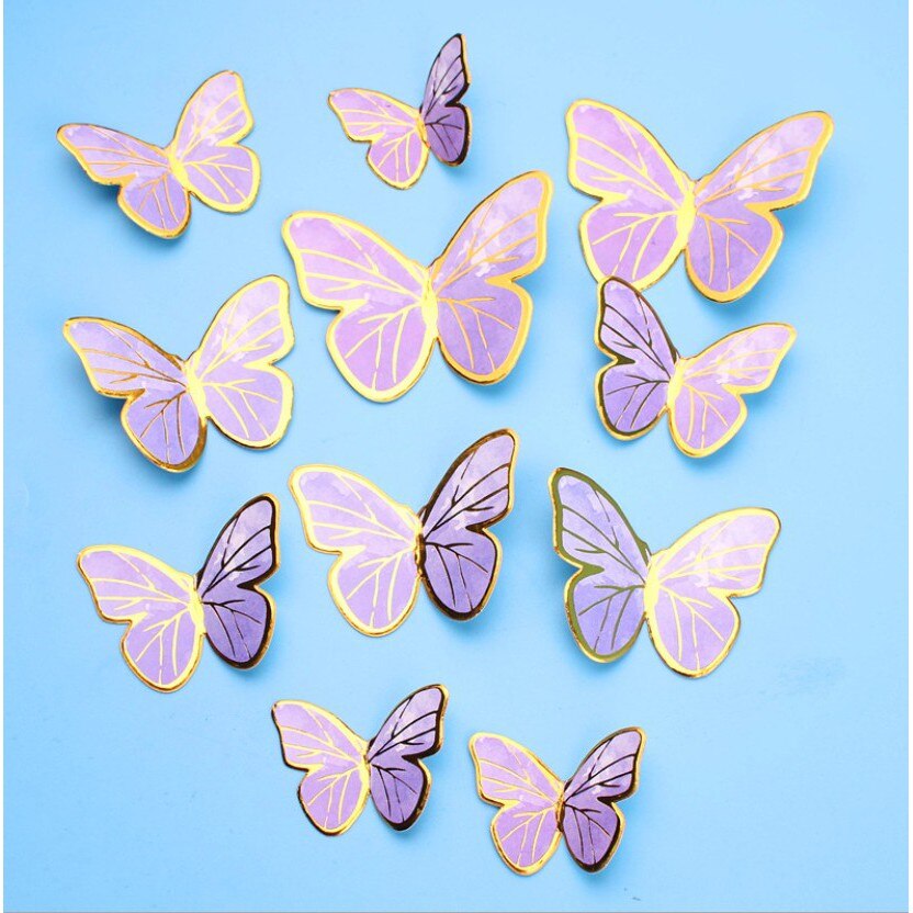 Décoration de gâteau papillon pour filles et femmes, ensemble de 11 pièces, pour anniversaire et mariage: Purple butterfly