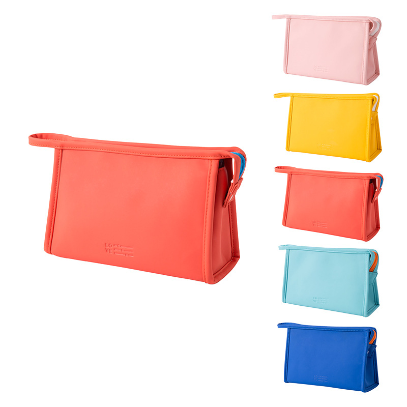 Vrouwen Cosmetische Tas Pu Lederen Waterdichte Rits Reizen Wassen Make Organisator Make Up Bag Pu 1Pc Grote Beauty Case: Red