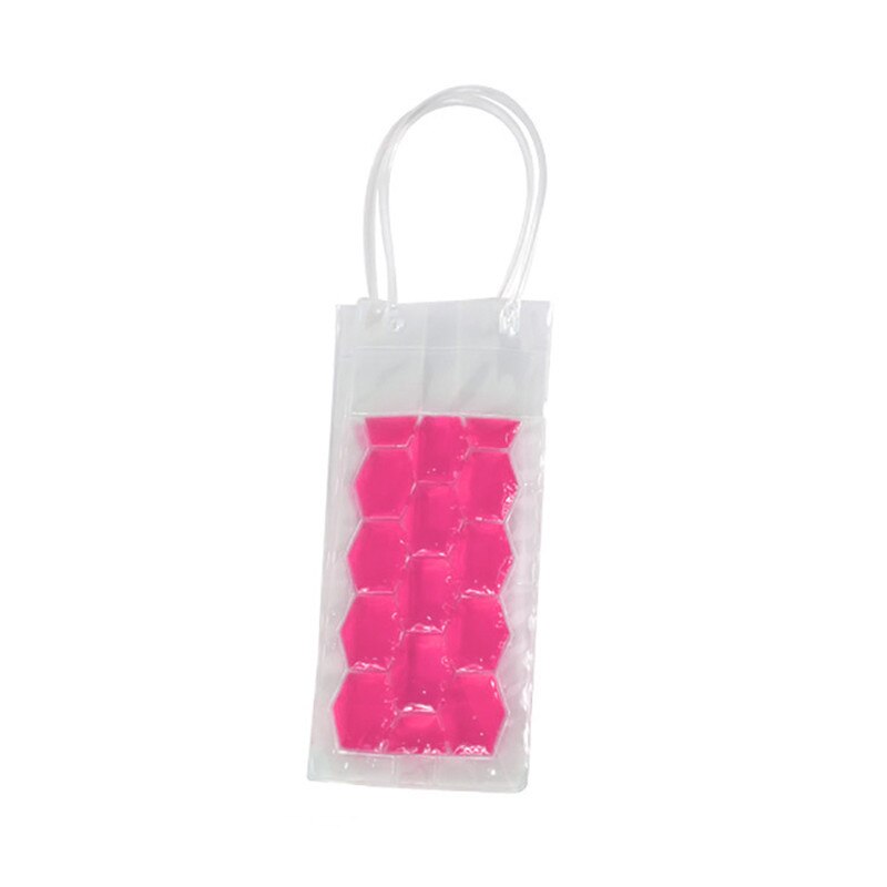 1Pc Pvc Wijn Fles Vriezer Bag Champagne Koeler Bier Cooling Gel Ijs Carrier Houder Met Handvatten Draagbare Drank Ijs-Koude Gereedschap: dark pink