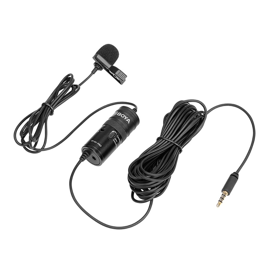 BOYA BY-M1 Pro Lavalier Microphone Clip-on Condenser Mic Wired 3.5mm Mic for iPhone Android Smartphone Vlog DSLR Camcorder Audio