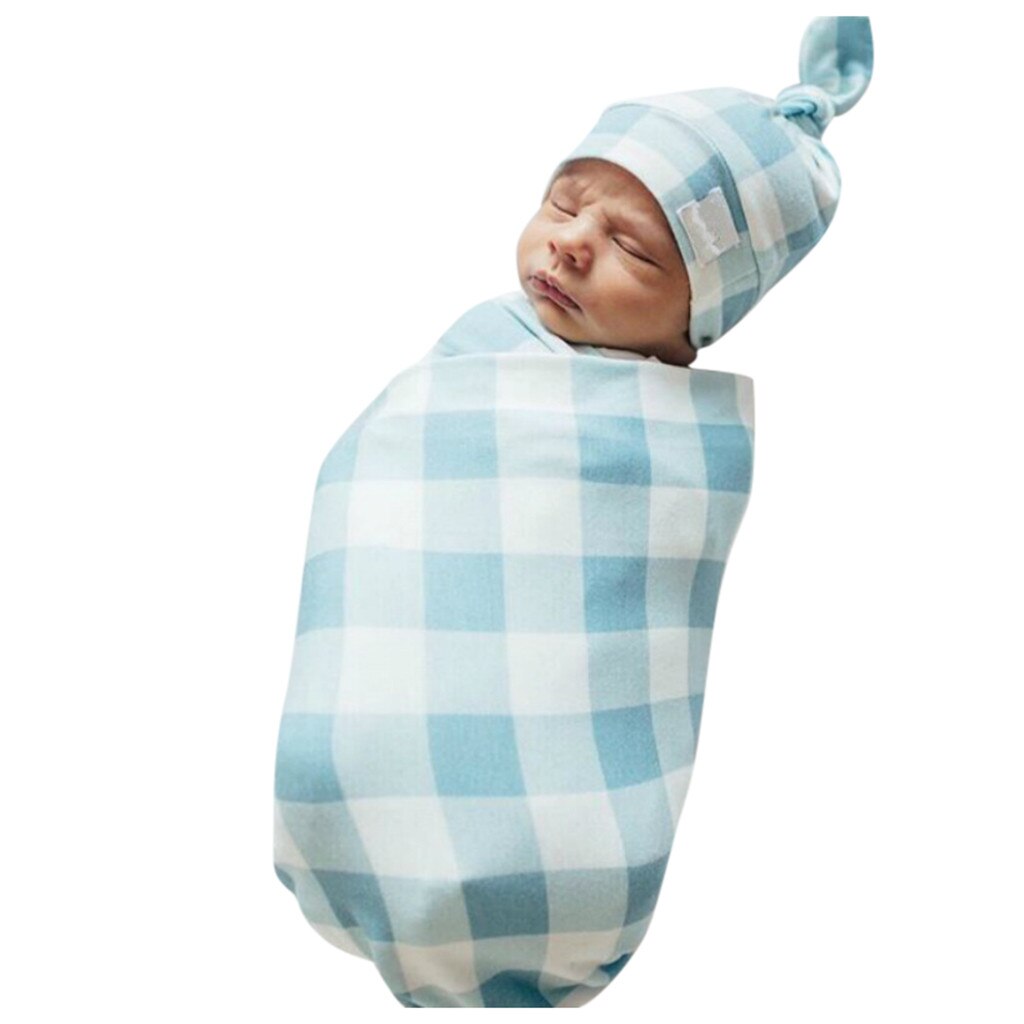 Plaid Blanket Newborn Baby Plaid Swaddle Blanket Receiving Blanket Swaddle Photo Props Wrap Hat Outfits реквизит для фотосъемки