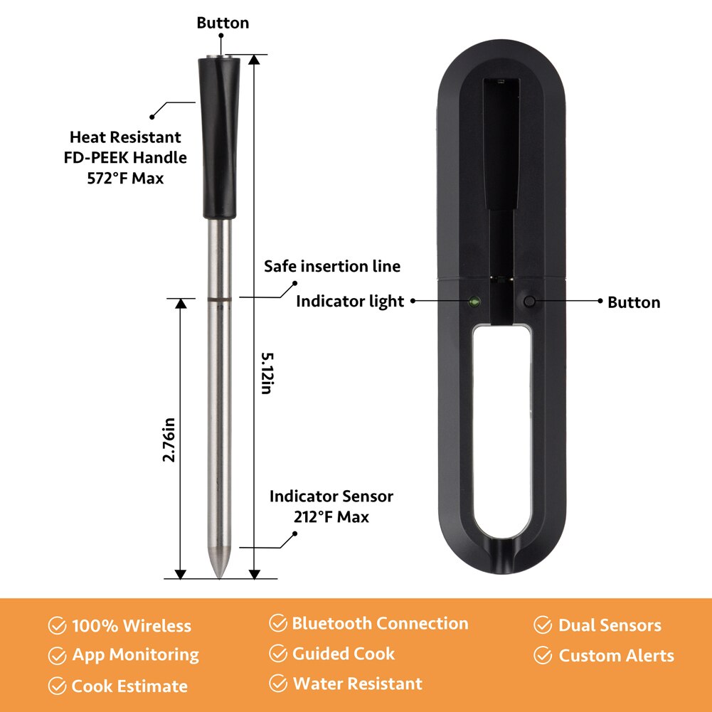 Clever kabellos Lebensmittel Fleisch Steak Thermometer Für Backofen Grill Bbq Raucher Rotisserie Küche Clever Digital Bluetooth Thermometer