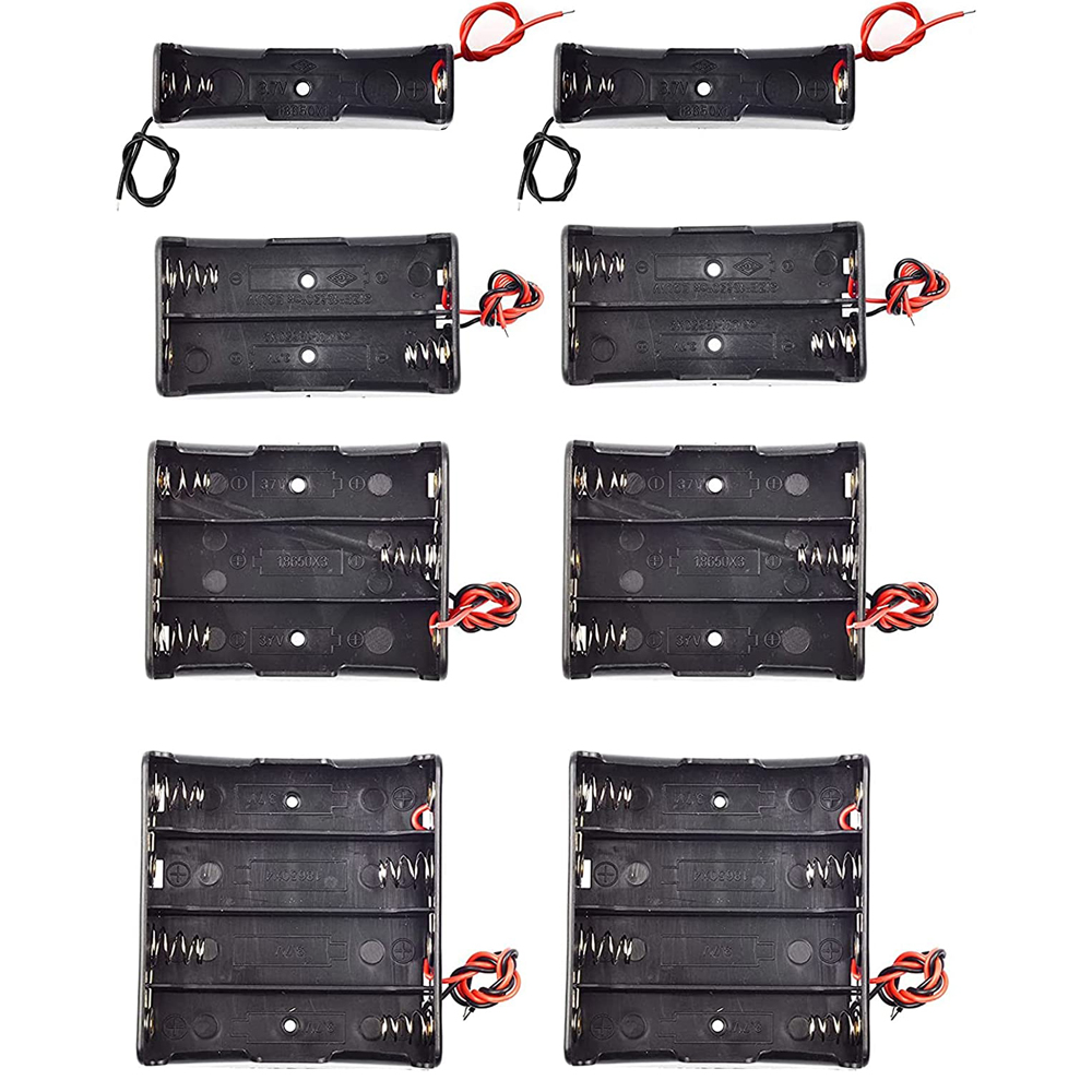 Caja porta baterías 18650, 1 ranura, caja de almacenamiento de batería de 3,7 V, contenedor de plástico de 1/2/3/4 celdas con conexión de cables negros y rojos, 3 uds.