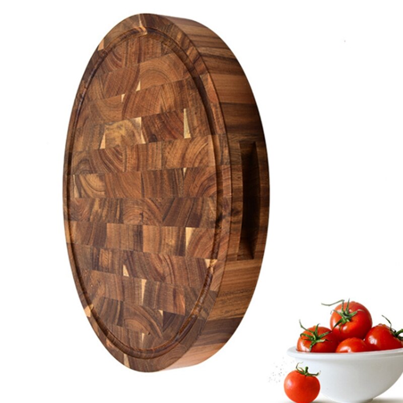 Practical Acacia Wood End Grain Cutting Boards Wooden Butcher Block Meat Cutting Wood Thick Board Round Wood Chopping Boards