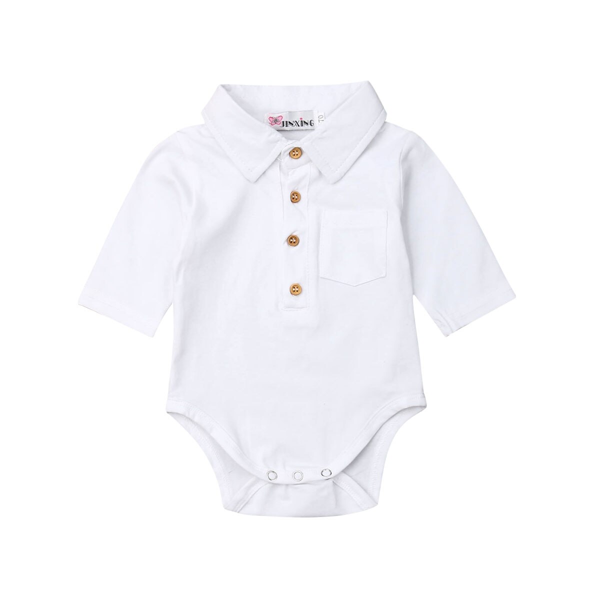 Schattige babykleding voor jongens, formele katoenen bodysuit, halflange mouwen, overhemden met knoopjes, zomerse peuter- en kleuteroutfits, 1-2y: Wit / 9m