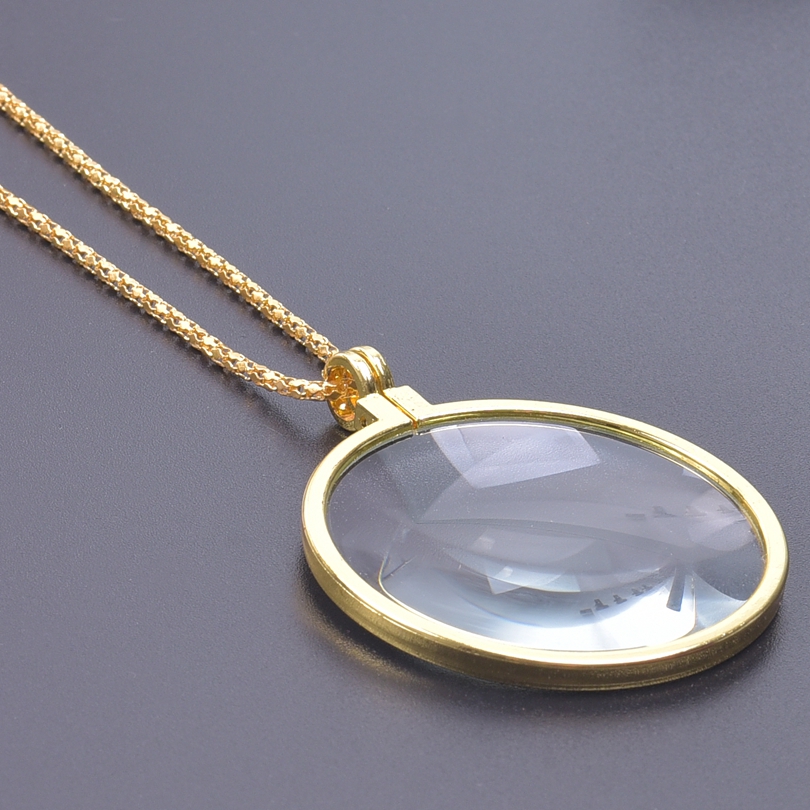 1Pc Diy Women Glass Reading Magnifying Necklaces Handmade Vintage Steampunk Portable Decorative Monocle Chain Collares Jewelry: Steel color