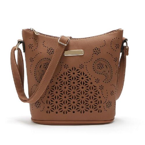 REPRCLA évider femmes seau sacs Vintage sac à bandoulière bandoulière haute capacité femmes Messenger sacs dames sacs à main: brown