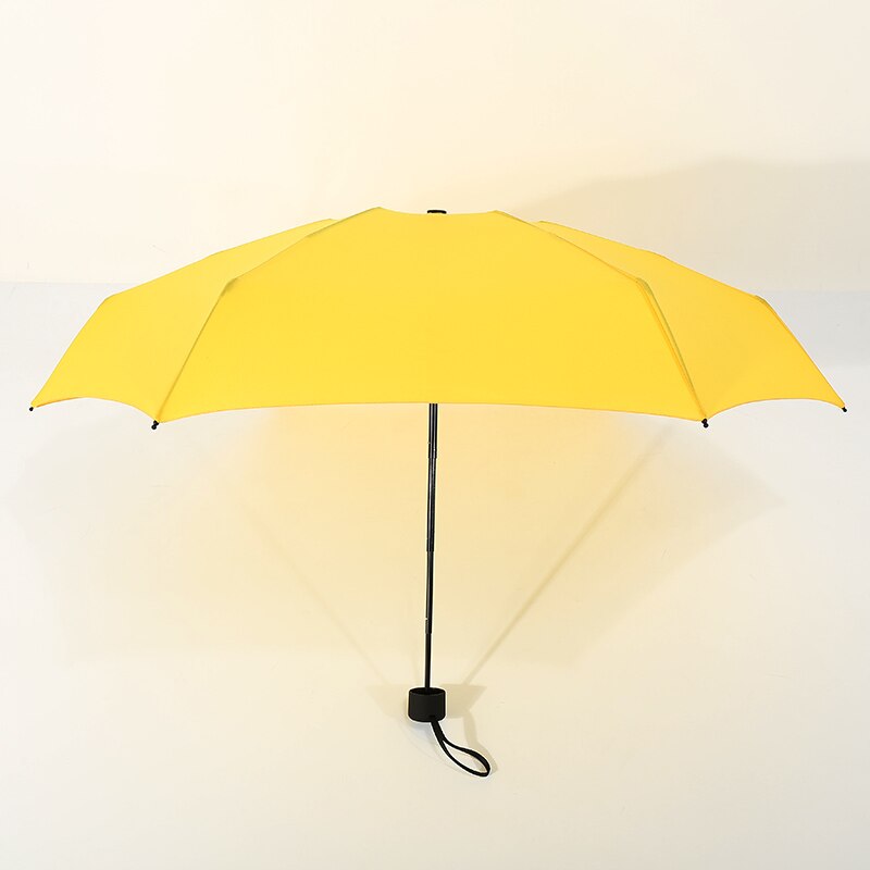5 ganger parasoll flat lys lomme lett paraply parasoll sammenleggbar flerfarget paraguas plegable mujer mini paraplyer: Gul