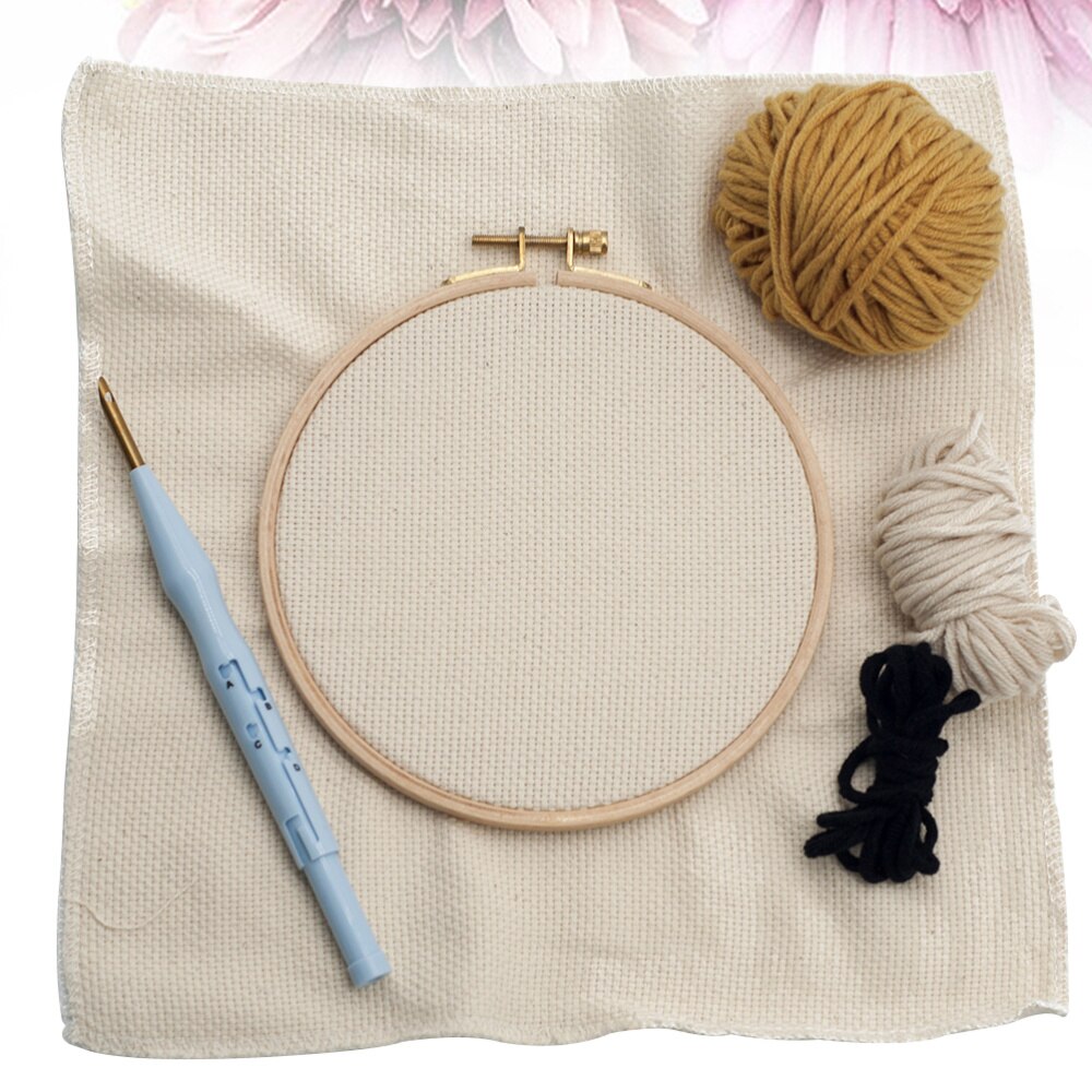 Woolen Yarn Punch Needle Beginner Kit Lion Embroidery Materials Set DIY Crafts (Hoop): Default Title