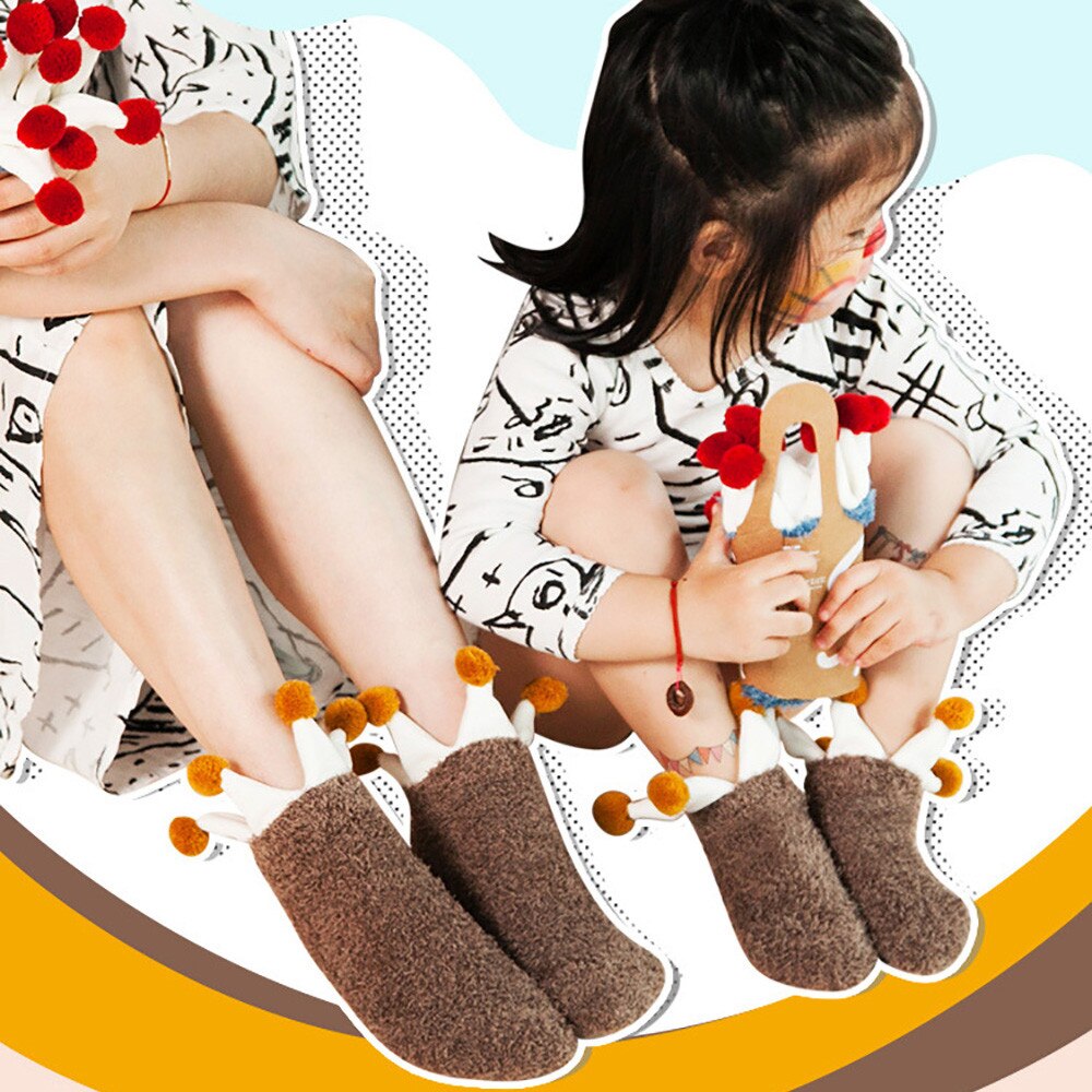 Chaussettes unisexe pour bébés garçons et filles | Chaussettes de princesse, couleur corail, velours et choc, pour le sommeil , de noël: brown