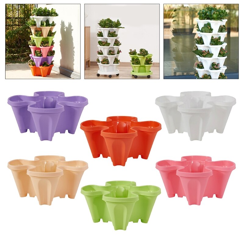 Jardinières empilables sur pied, Pots de plantation de fraises avec trous de Drainage, Pot de fleur en plastique Type perméable