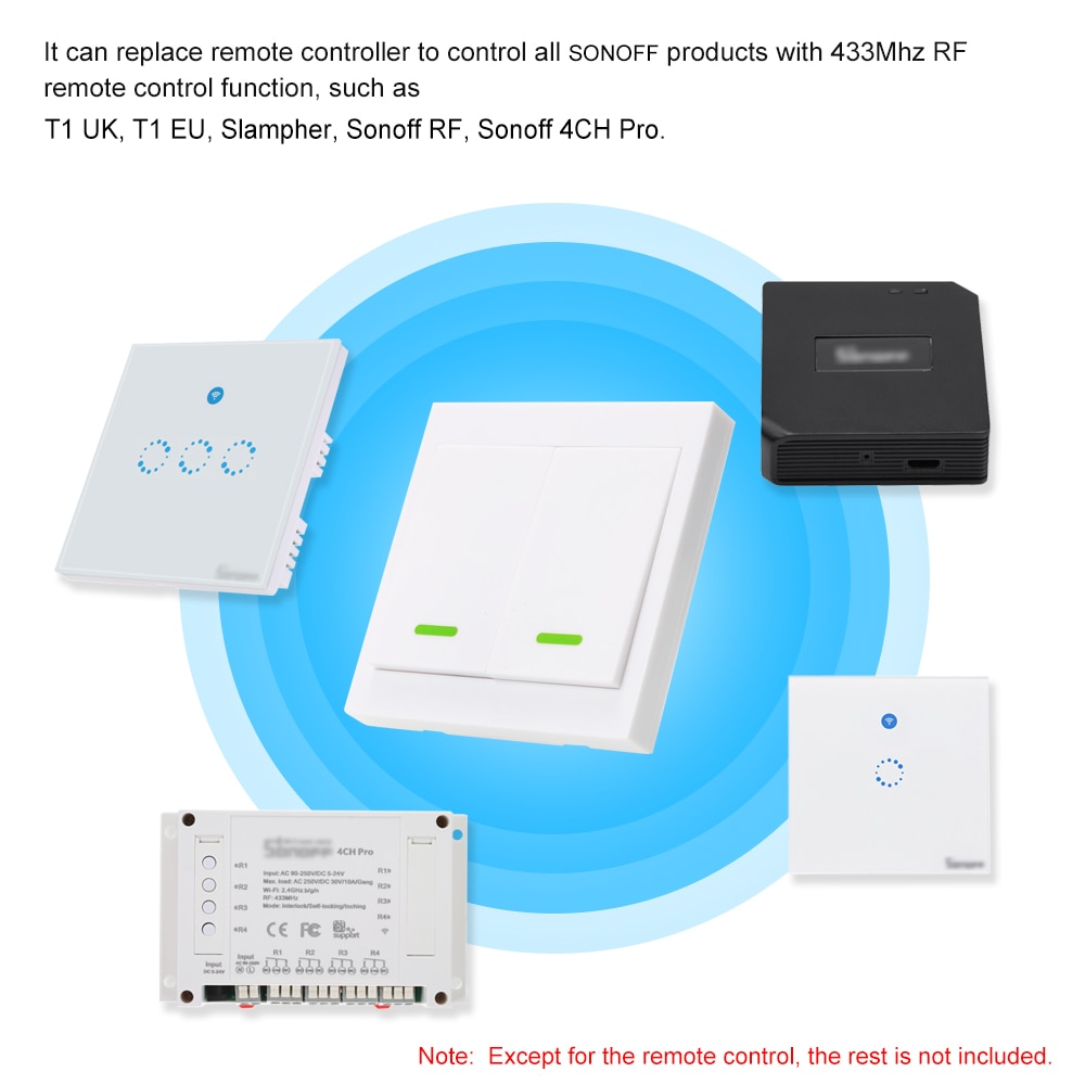 eWeLink Push Button Wall Light Switch Remote Controller 1/2/3 Gang 86 Type Panel Switch Smart Home 433MHz Wireless RF Control