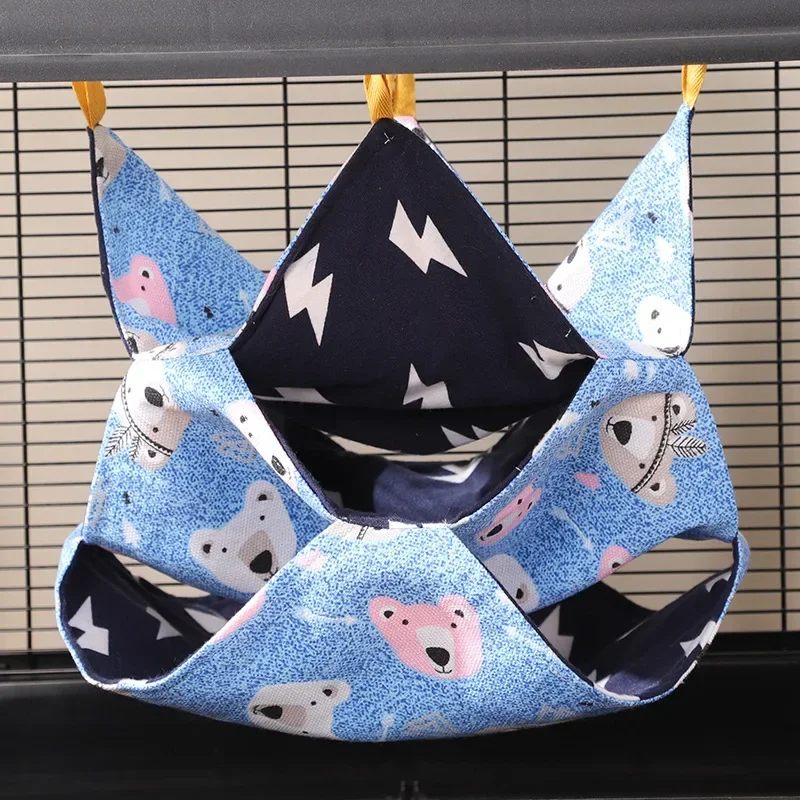 Drie Gelaagde Hamster Kooi Slapen Hangmat Print Cavia Kleding Bed Knaagdier Hangmat Chinchilla Kooi Kleine Huis: M / Donkerbruin