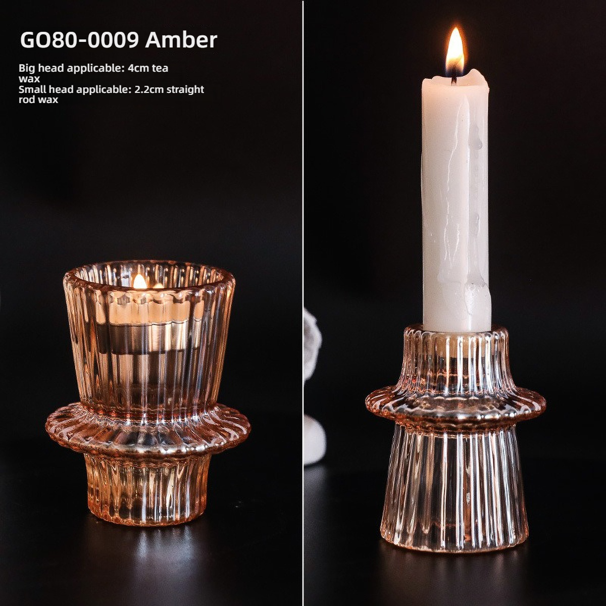 Portavelas de pilar de cristal transparente para candelabros de de mesa, centro de mesa decorativo para comedor en casa: Morado