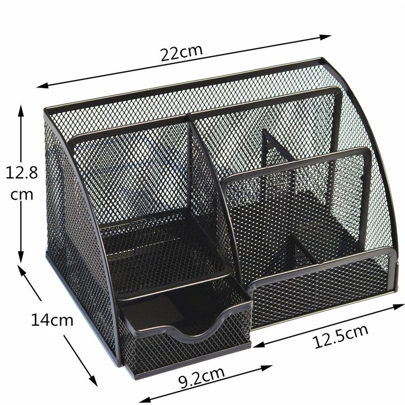Metal Color Desk Organizer Combination Mesh Desktop Pencil Pen Badge Holder Storage Box Stationery Ruler Office School Supplies