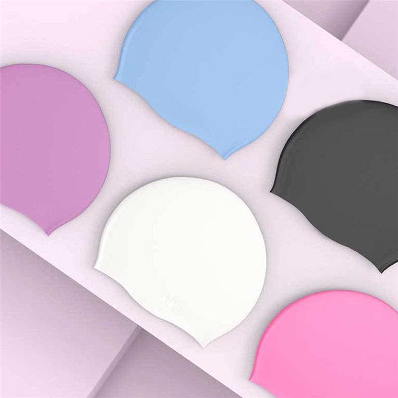 Bonnet de bain en tissu pour femmes et hommes, protection des cheveux longs, fleurs plissées, imprimé, grande taille