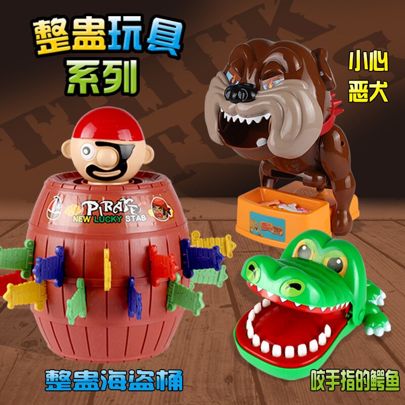 Trick legetøj stort bordspil krokodille bid finger haj pas på ond hund pirat spand xinqite legetøj udfordring legetøj spoof legetøj