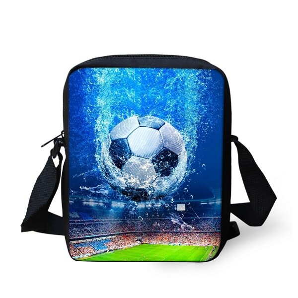 Instantarts cool 3d fire and ice voetbalprint jongens meisjes schooltassen kleuterschool student mini boekentas kinderen messenger bag: H274e