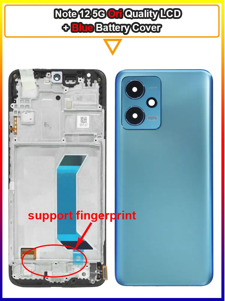 Pantalla LCD AMOLED de 6,67 pulgadas para Xiaomi Redmi Note 12 5G 22111317G pantalla táctil LCD para Redmi Note 12 5G 22111317I LCD con marco