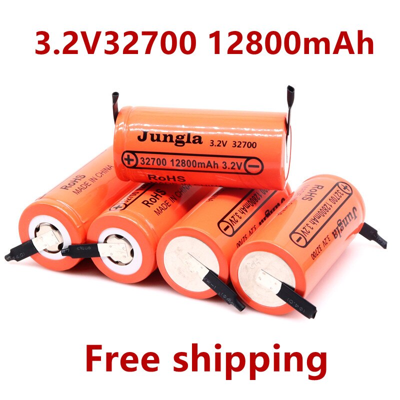 High capacity t 3,2 v 32700 12800 mah lifepo4 battery 12,8 ah 50a continuous discharge maximum high power battery + nickel leaves
