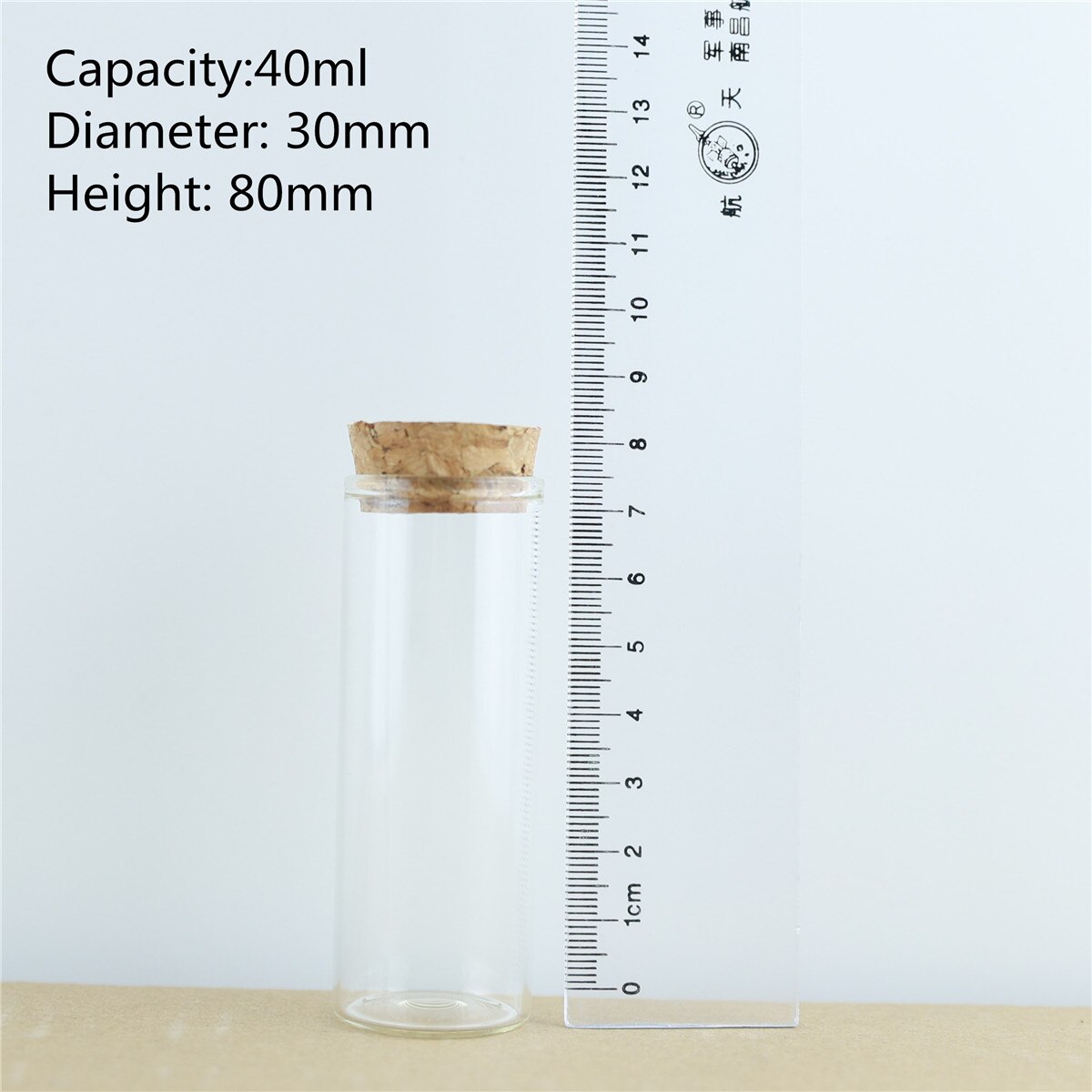 24pcs/Lot Tiny Cork In Vitro Thick Glass Bottles Wishing Bottle Glass Cork Stopper Jars Storage Souvenir Container: 40ml
