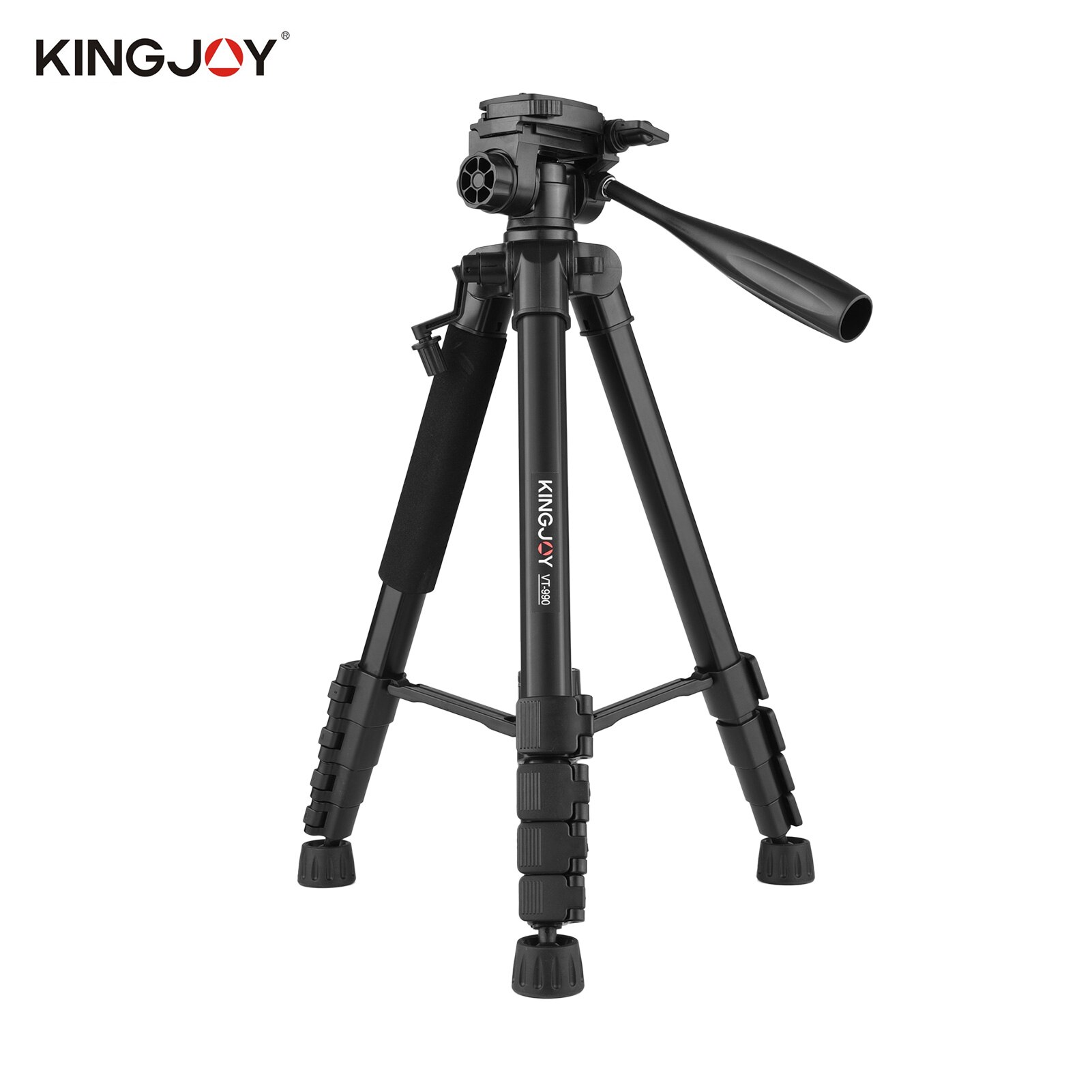 KINGJOY Height Adjustable Aluminum Tripod Stand 2~5KG Payload 5-section 168cm/66.14-inch with Universal 1/4 Interface