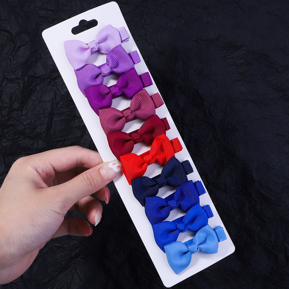 10 unids/set 2 ''lazos coloridos degradados pinzas para el cabello para niñas cinta hecha a mano horquillas con lazo pasadores accesorios para el cabello para niños: Azul