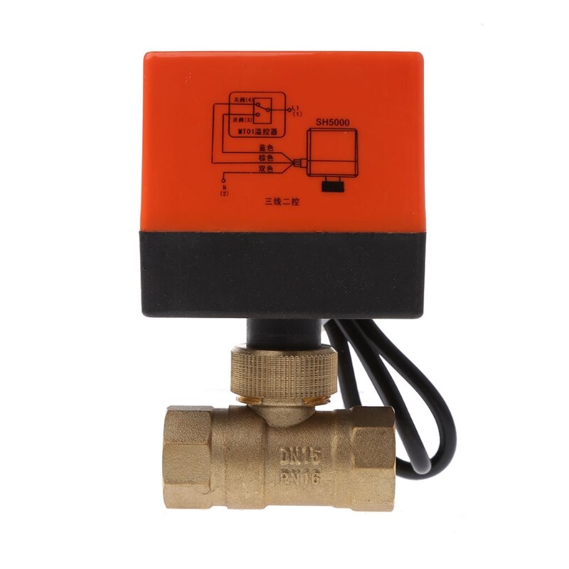 Electric Motorized Brass Ball Valve DN15 AC 220V 2 Way 3-Wire with Actuator