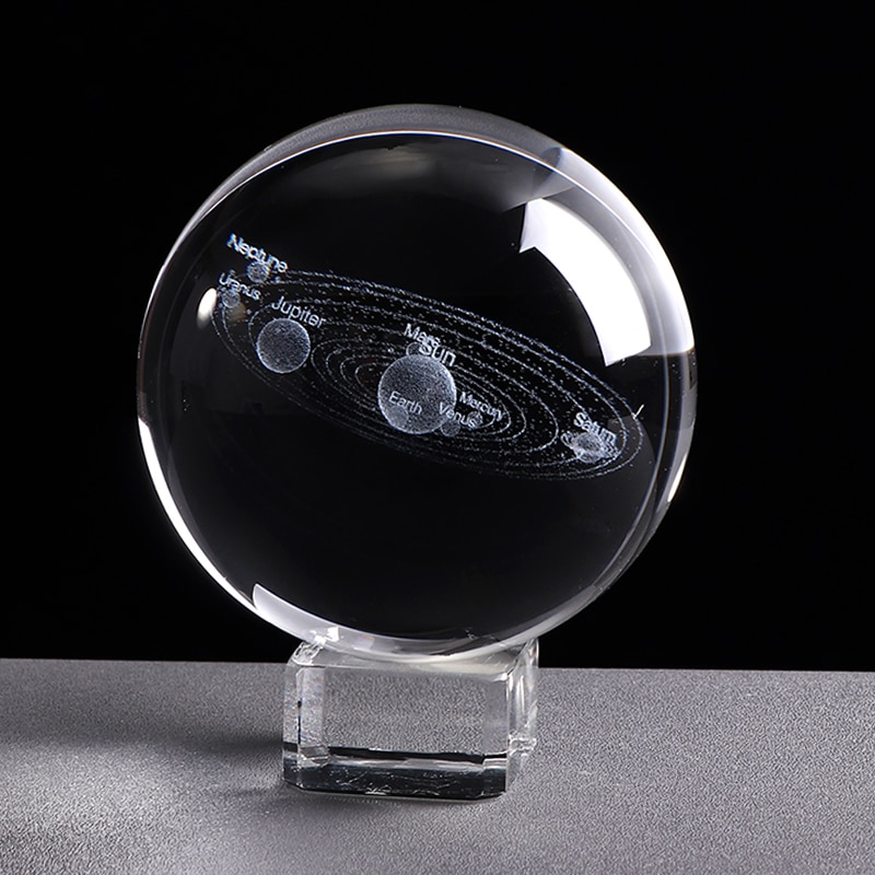 Bola de cristal del Sistema Solar para decoración, modelo de planetas en miniatura 3D, esfera de cristal, adorno de globo, Decoración de mesa, Navidad, 6cm