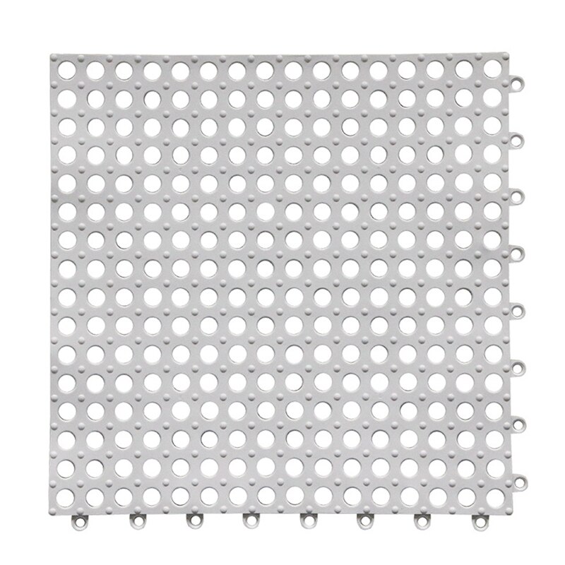 PVC Bath Mat Interlocking Non Slip Drainage Floor Tiles Shower Floor Mat with Drain Holes Suction Cup Floor Mat for Kitchen J2FA: White