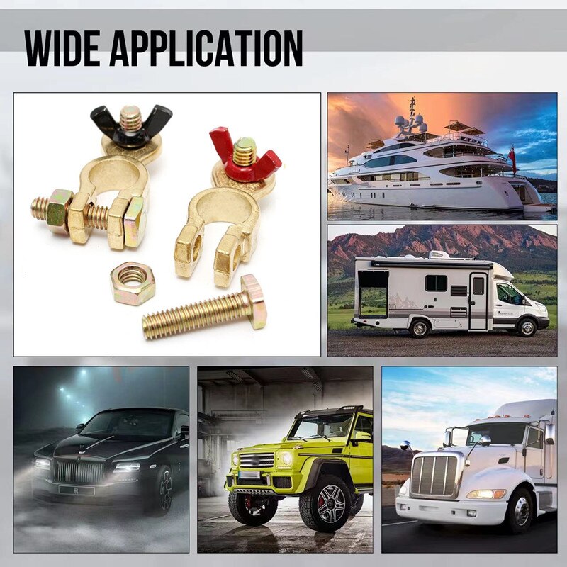 2 Pcs Copper Battery Terminal Connector Car Top Post Battery Terminals Quick Release Wire Cable Clamp Disconnect Cutoff Switch