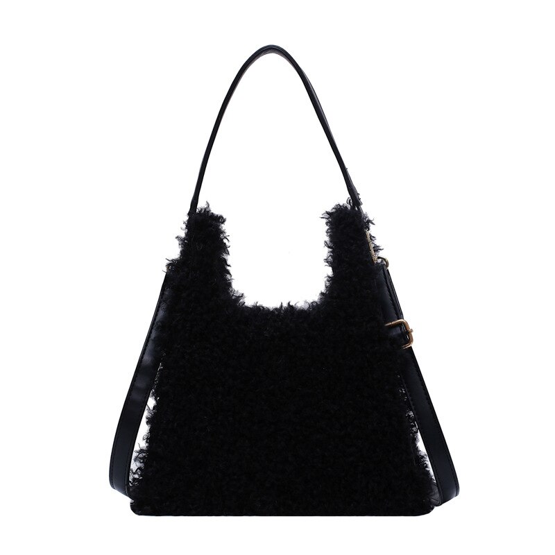Lamm Plüsch Tasche Große Kapazität frauen Tasche Neue Stil Hohe Textur Eine-Schulter Crossbody Unterarm Tasche Pelzigen flauschigen: schwarz