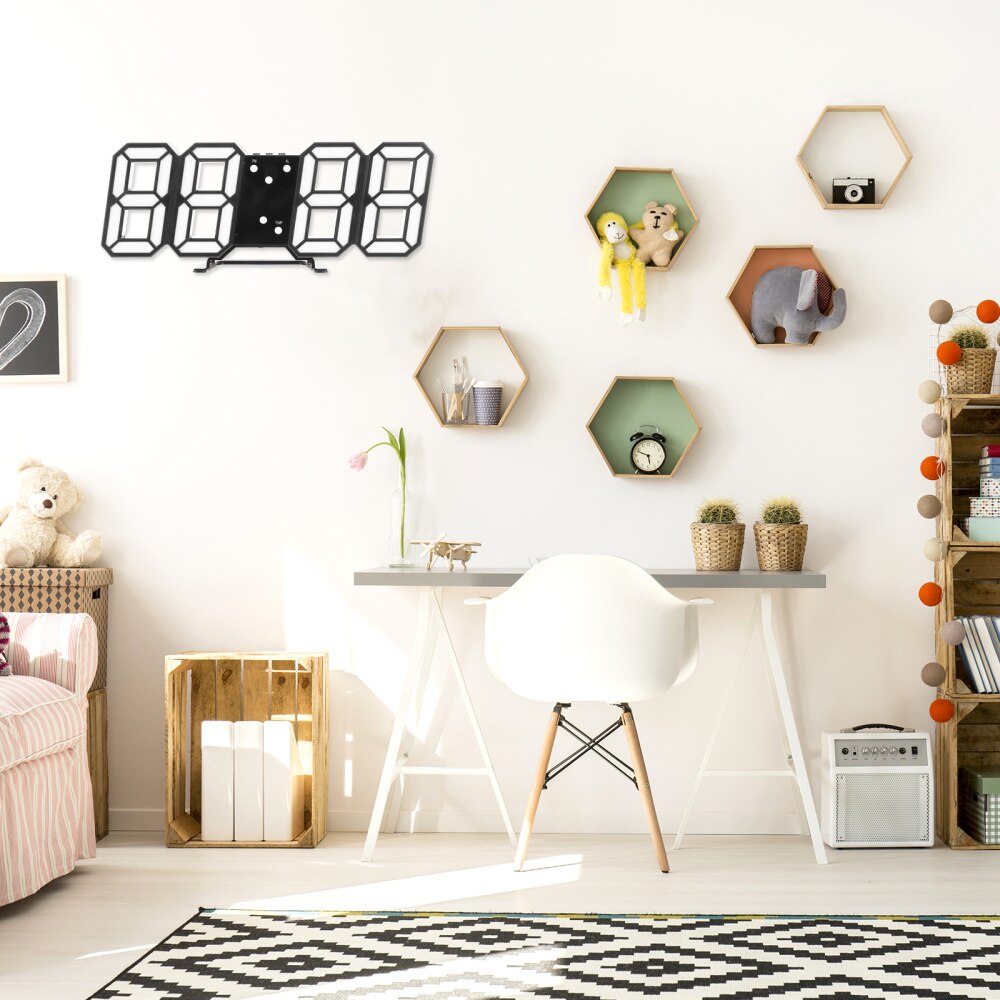 3D Digital Alarm Clock Temperature LED Number Time Clock Home Decoration