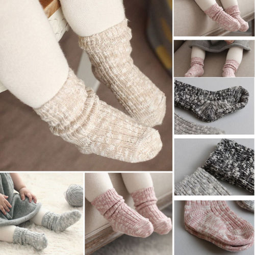 Kids Socks Solid Color Cotton Baby Anti Slip Socks For Boy Girl Toddler Wool Accessories