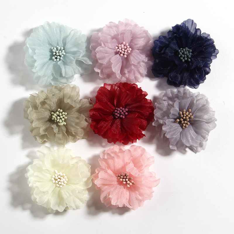 Fleurs en tissu avec allumettes pour décoration, pour Bouquet de mariage, pour bandeau, 5CM 2 ", 10 pièces: Mix Colors