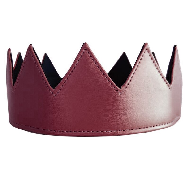 Diadema de corona gótica Punk, tocado ajustable de cuero PU, adorno para el pelo, accesorio de disfraz de rey Medieval y reina para de cumpleaños: Red