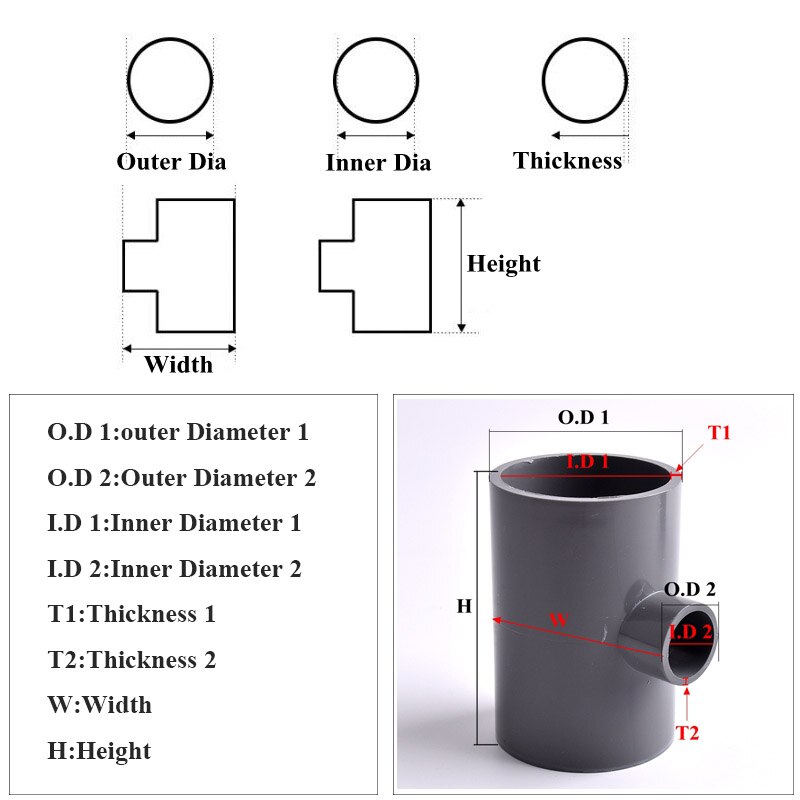 1~5pcs 20~63mm PVC Pipe Reducing Tee Connector Home Garden Irrigation Aquarium Fish Tank Tube Watering Adapter Fittings Joint