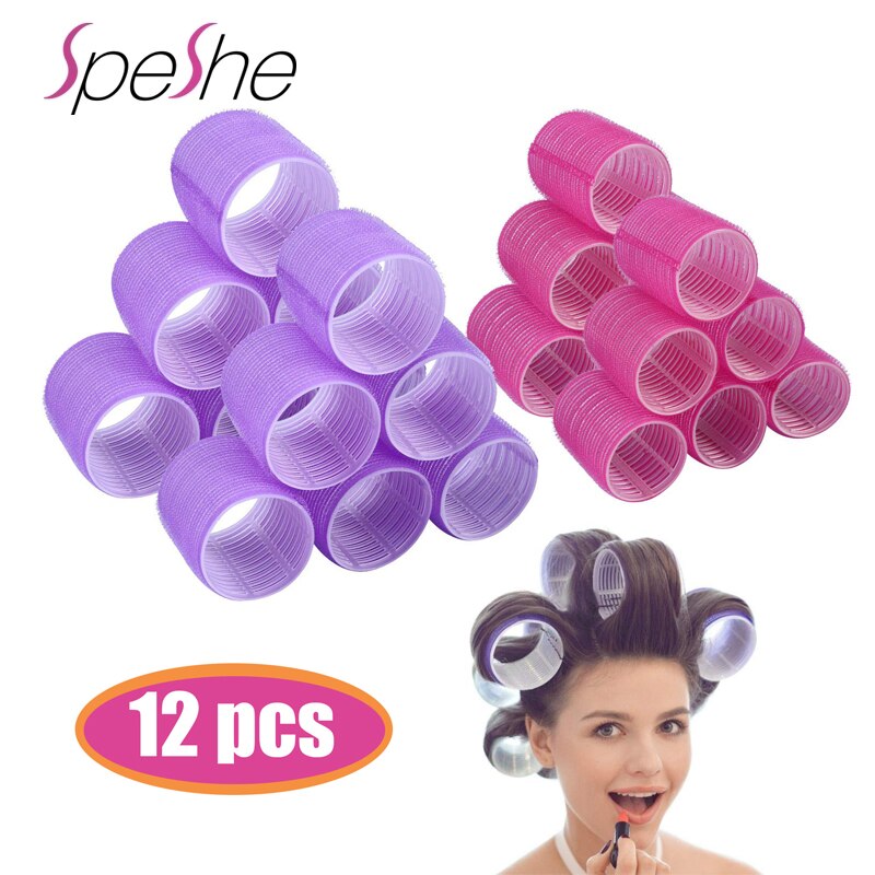 Haar Rollers Self Grip Hair Curlers 12Pcs/Pack Hair Roller Salon Hair Dressing Curlers Jumbo Size Hair Roller Sticky Cling Style