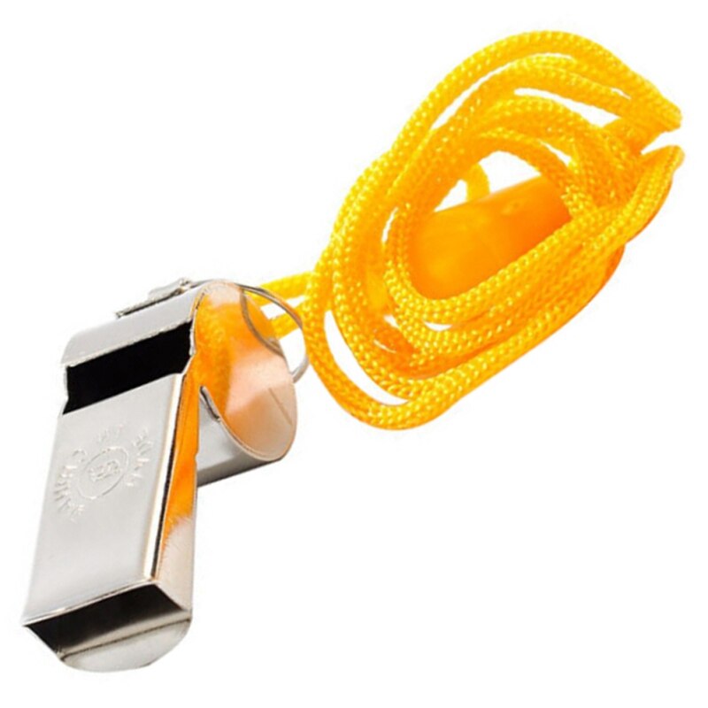 Metal Coach Referee Whistle With Lanyard Neck Rope Outdoor Ball Sport Game Trainning Cord Emergency Security Whistle: A