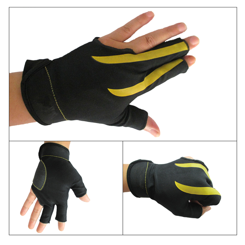 Gants de queue de billard ouverts, 1 paire, 3 doigts, antidérapants, absorbant la sueur, SEC88