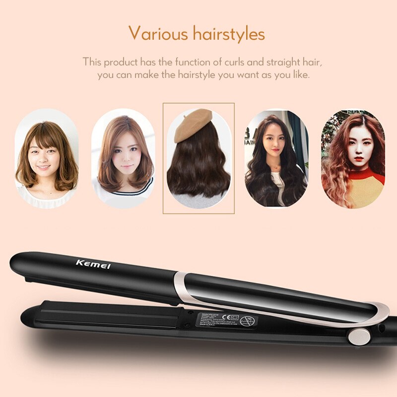 Kemei-plancha de pelo , rizador de pelo, plancha plana de calentamiento rápido, herramientas de peinado, 41D, 210-240V