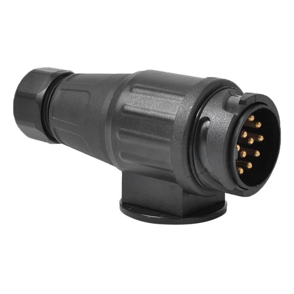 12V 13-Pin Trailer Plug Adapter 13-Pole Trailer Electrical Connector Black