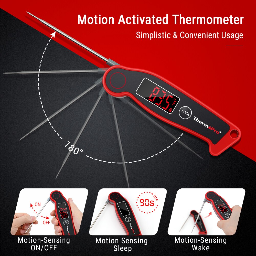ThermoPro TP19 Waterproof Meat Thermometer Instant Reading 90 Seconds Auto-Off Grill BBQ thermometer With 2in LED Display