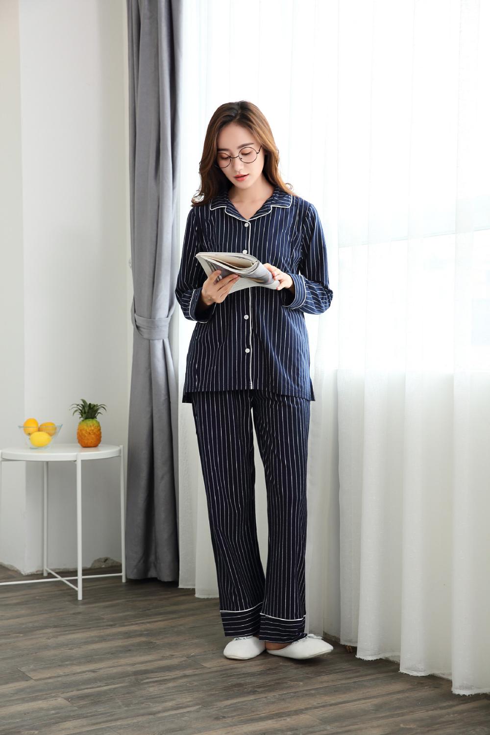 Vår og høst vinter innesperring klær langermet postpartum pleie klær gravid pyjamas hjemmeservice kjole: Blå / L