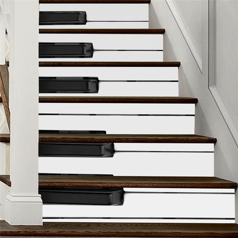 6 stücke/13 stücke Klavier Schlüssel Treppen Aufkleber Hause Dekoration Vinyl Selbst Klebe Tapete Für Wohnzimmer Kaffee Haus Treppe decals