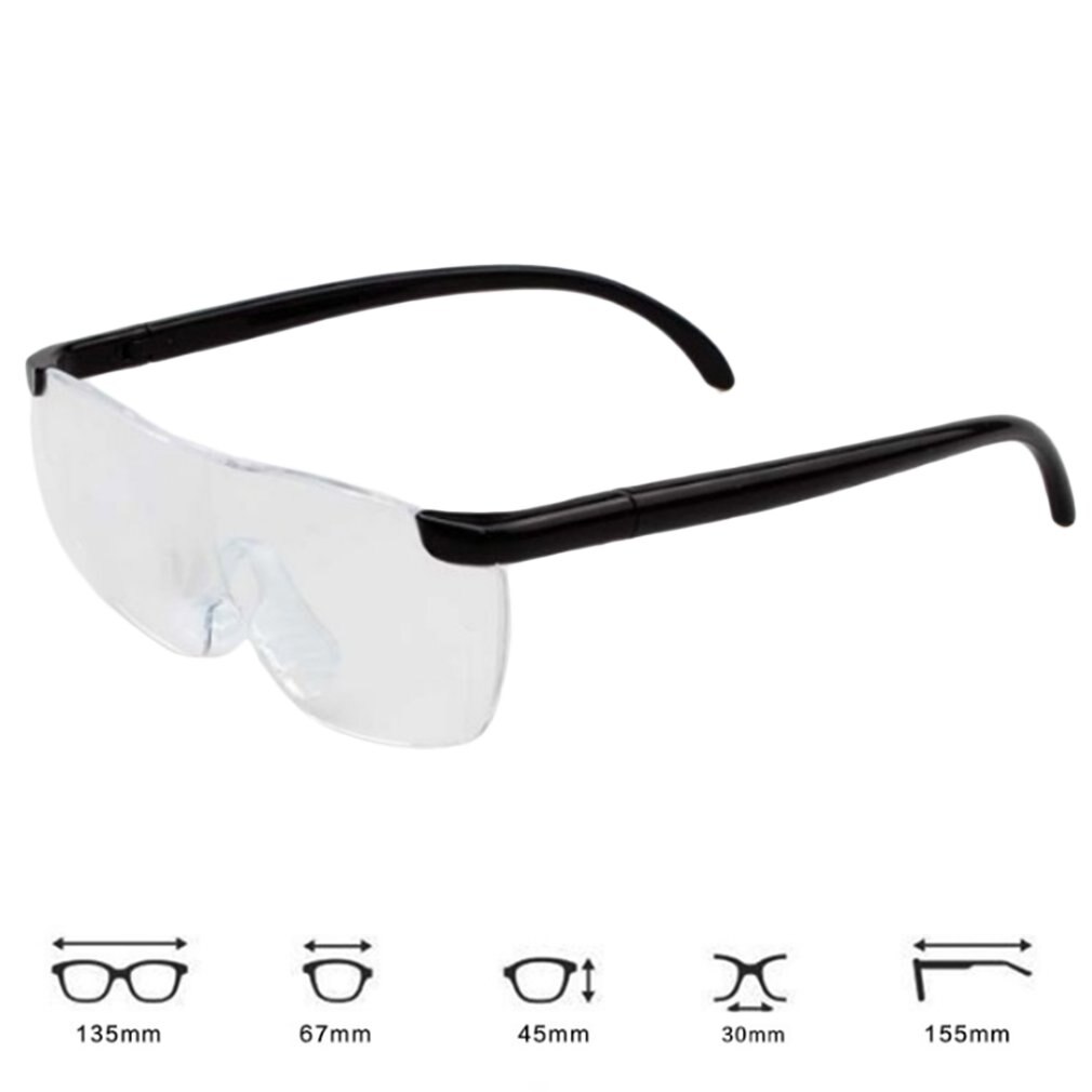 Gafas de lectura con aumento, 1.6X grandes de lentes de visión, ligeras, sin llama, lupa de visión de 250 grados para ancianos