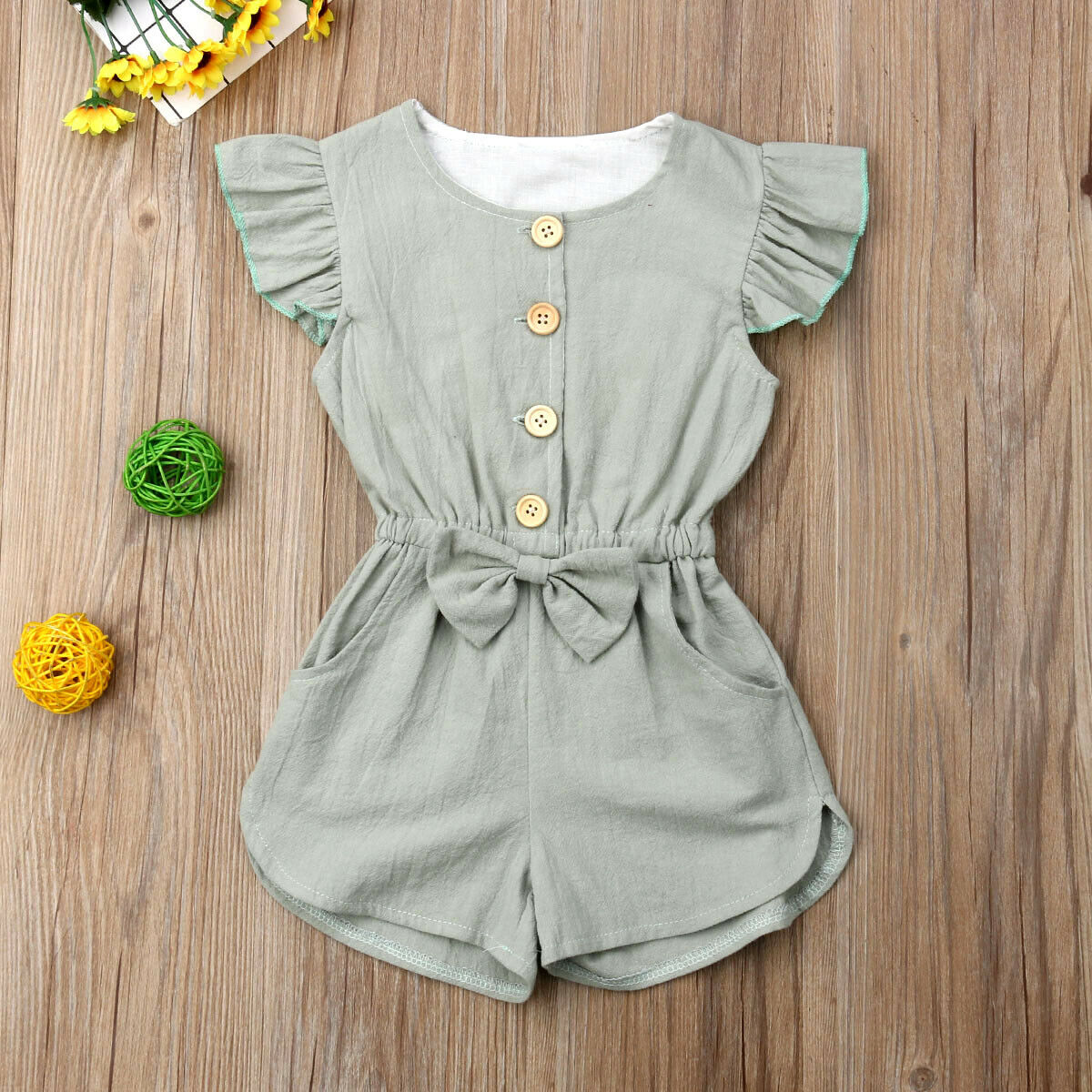 Peuter babykleding voor meisjes kinderen meisjes 1-6y zomer ruches mouw katoenen romper een stuk jumpsuit outfits peuterkleding zonnepak