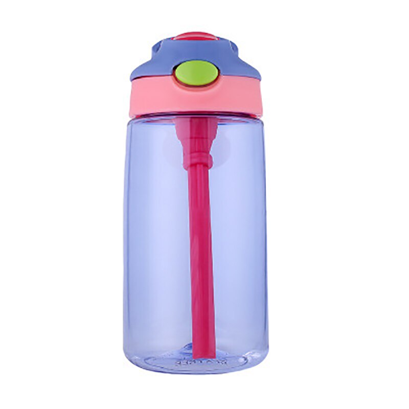 480ml børn vandflaske plastik baby nyfødt kop med halm lækage bevis for studerende skole drinkware drikkeflaske til børn: Lilla