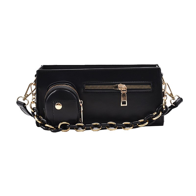 Effen Kleur Pu Lederen Cross-Body Bags Voor Vrouwen Zomer Mode Persoonlijkheid Schouder Pack Dames Handtassen En portemonnees: Black