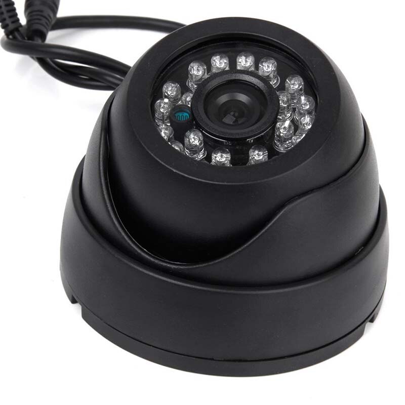 Black Surveillance Camera PAL 1/3" CMOS 700TVL 24 LED IR Cut 3.6mm Security Indoor Dome CCTV Camera
